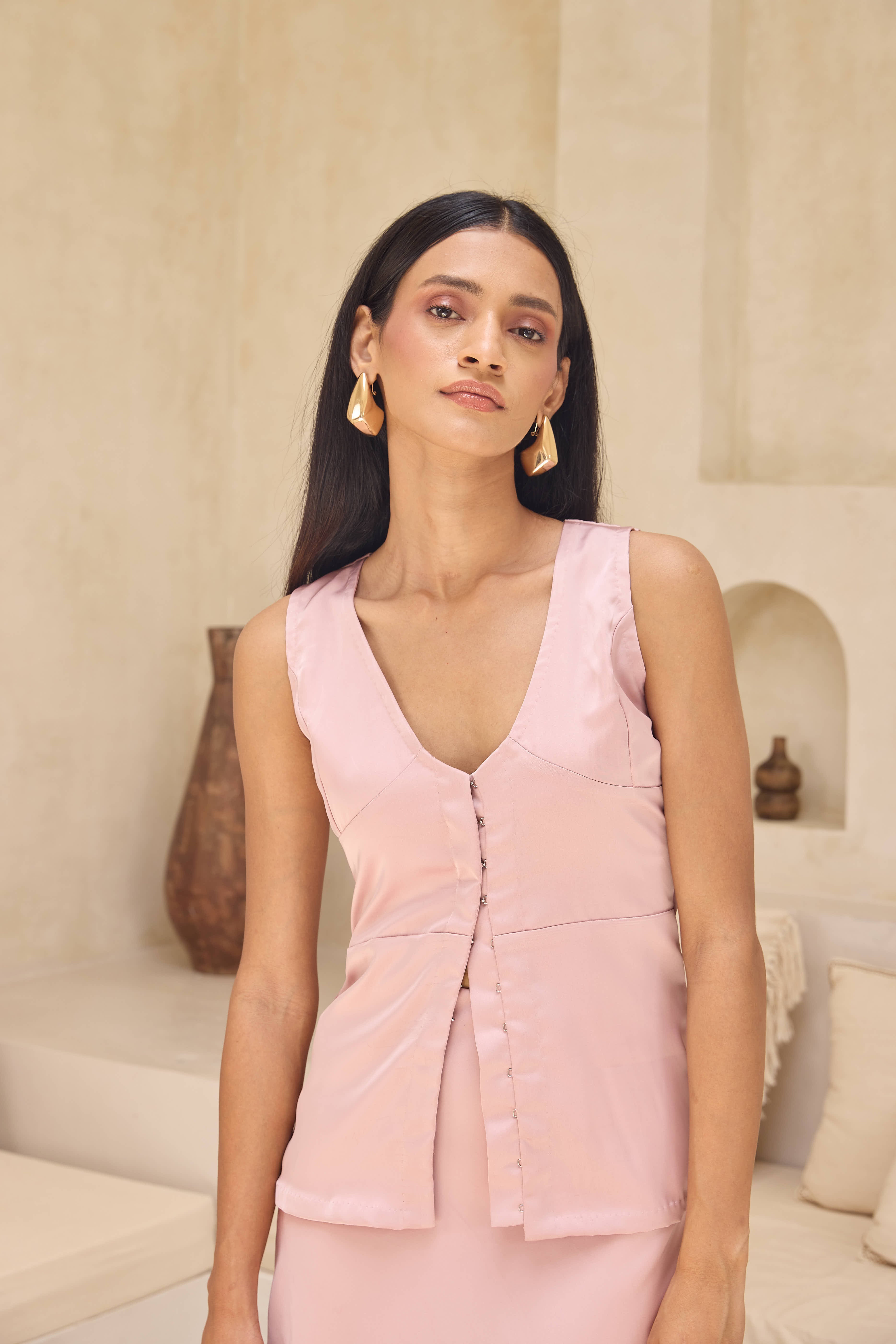 Ava — Satin V-Neck Blouse